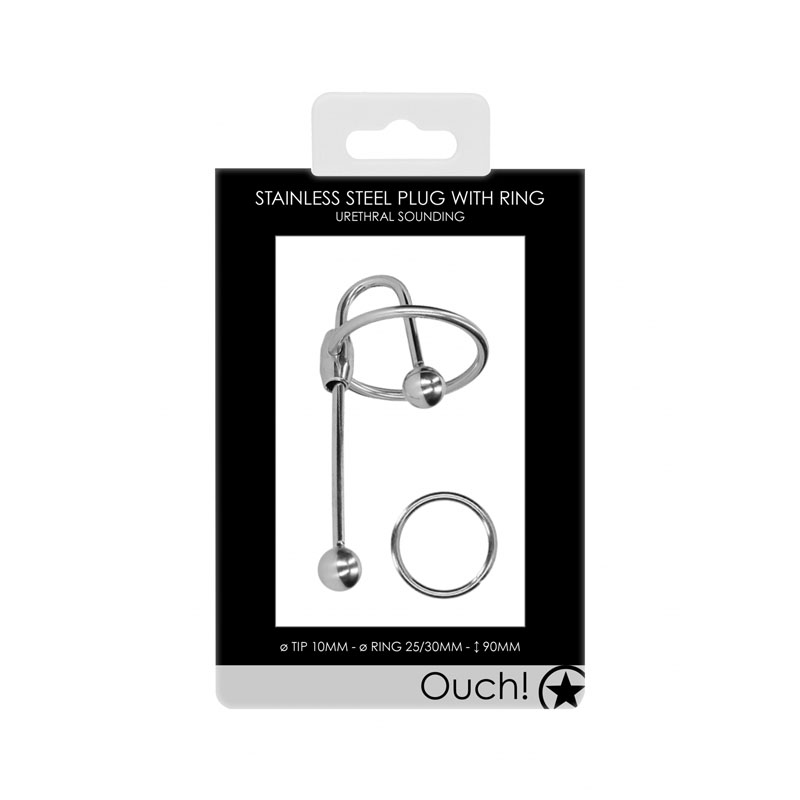 OUCH! Urethral Sounding Metal Plug with Ring